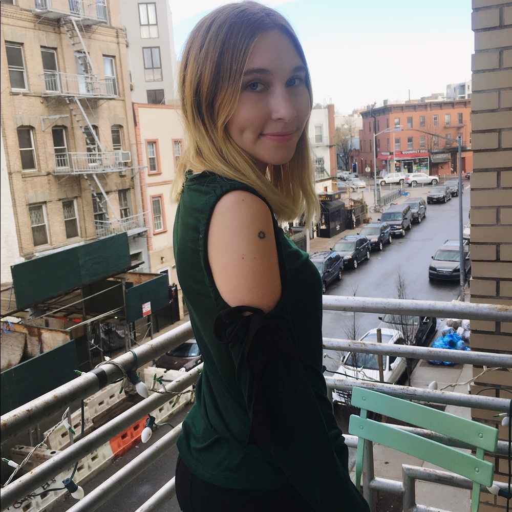 Topshop exposed shoulder blouse